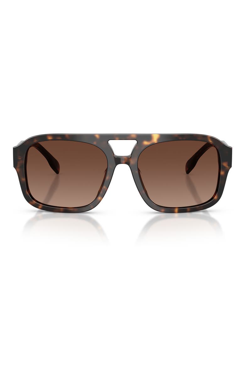 55mm Polarized Gradient Pilot Sunglasses, Main, color, DARK TORTOISE / POLAR LIGHT BROWN GRADIENT