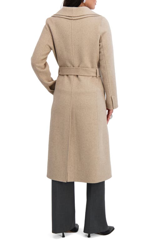Tahari Elliot Tie Waist Wool Blend Coat In Neutral