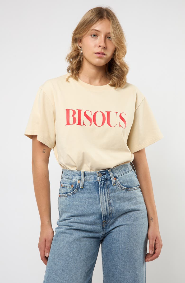 Viens Avec Moi Bisous Boxy Cotton Graphic T-Shirt, Alternate, color, Red