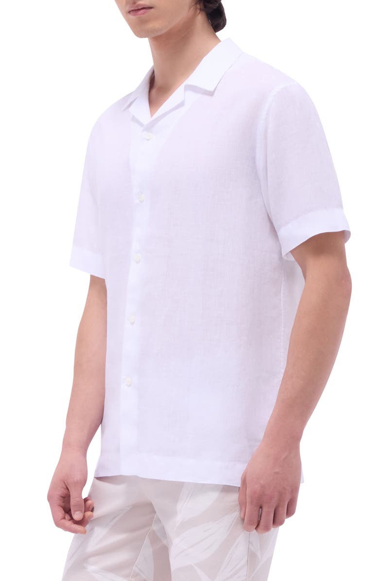Bugatchi Linen Camp Shirt, Alternate, color, White