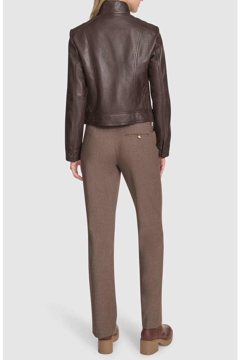 Mikel Racer Leather Jacket, Alternate, color, CHESTNUT