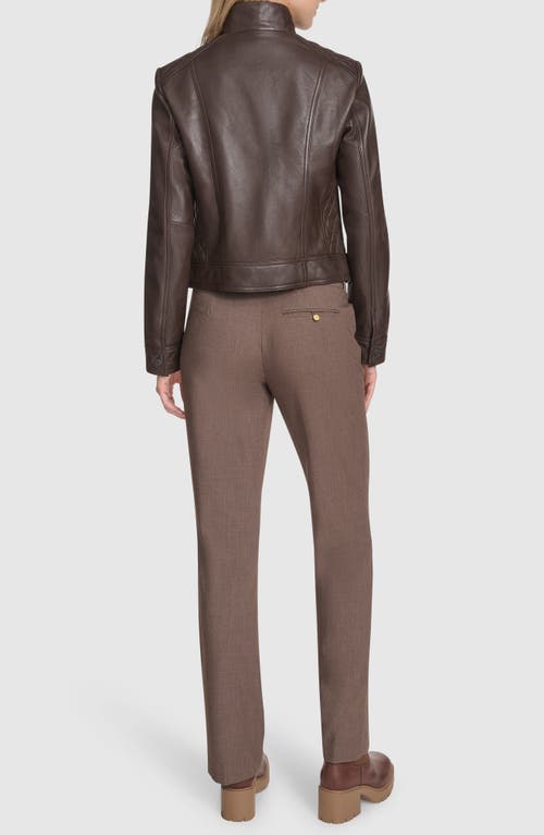 Andrew Marc Mikel Racer Leather Jacket In Brown