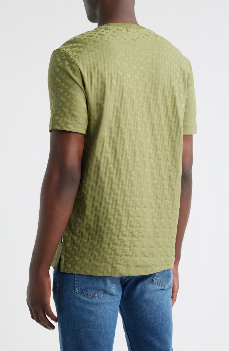 BOSS Thompson Logo Jacquard Cotton T-Shirt, Alternate, color, Medium Green