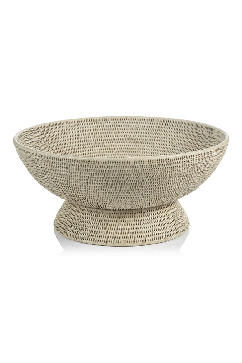 Surbiton Rattan Footed Bowl, Main, color, OFF WHITE