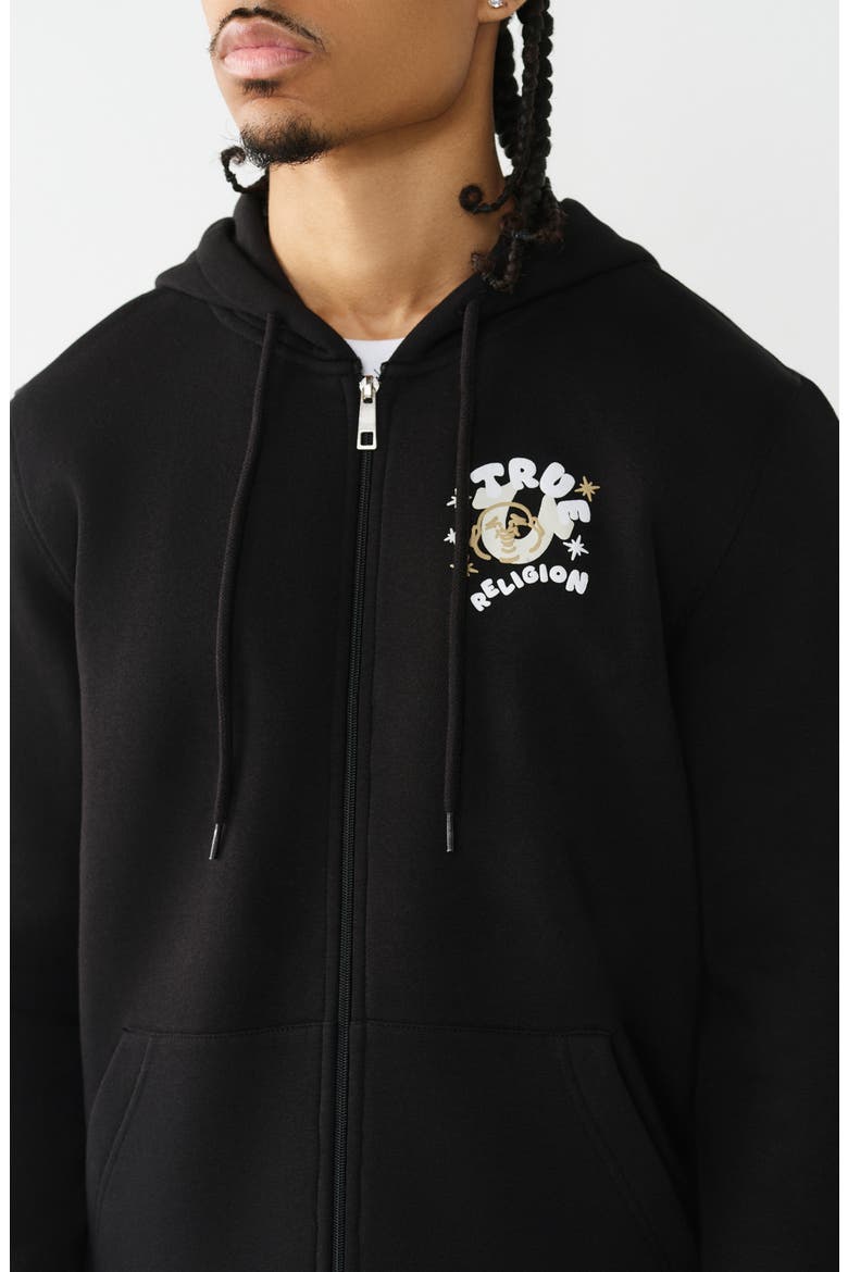 Puff Buddha Icon Zip Hoodie, Alternate, color, JET BLACK