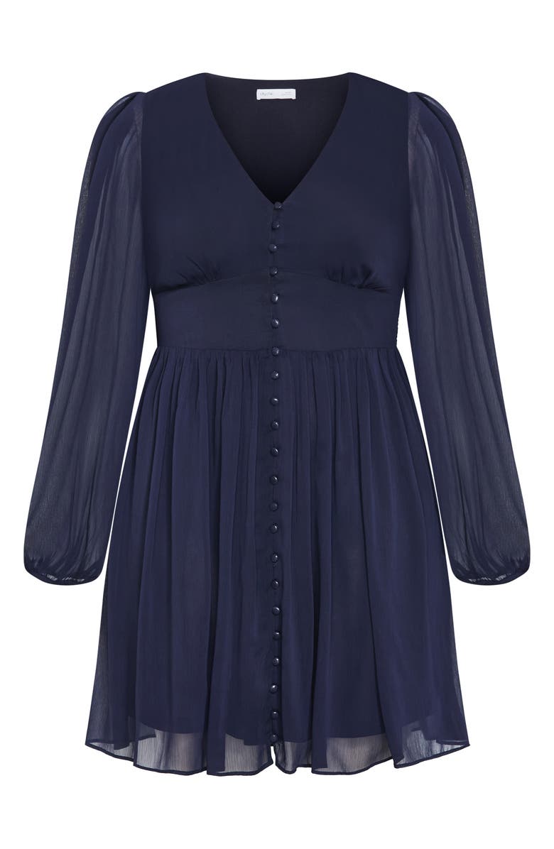 City Chic Serina Long Sleeve Flare Dress, Alternate, color, Navy