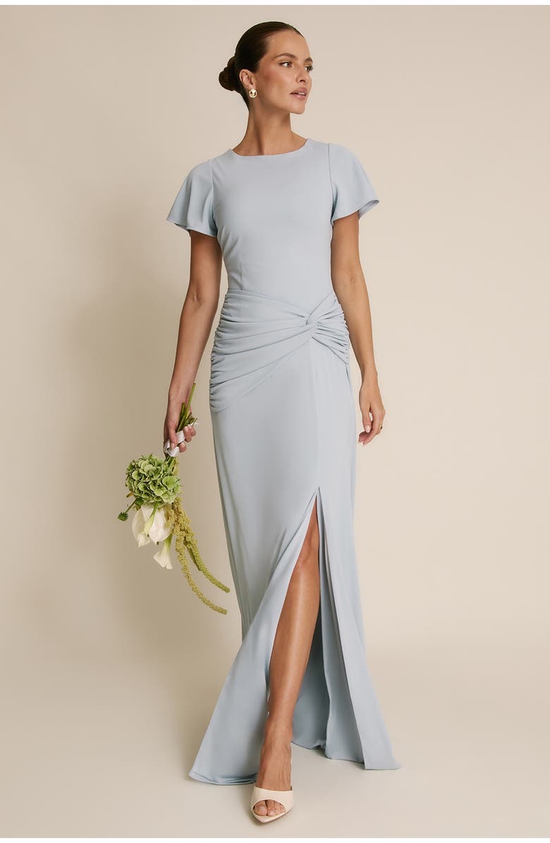 Six Stories Knot Panel Flutter Sleeve Maxi Dress, Alternate, color, Pale Blue