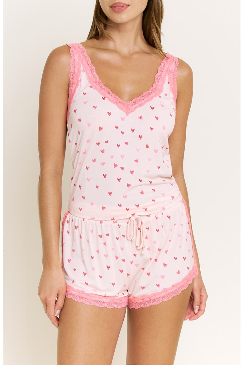 Mellow Out Lace Trim Pajamas, Main, color, MARZIPAN HEARTS