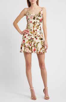 Rare London Cowl Neck Bias Cut Devoré Minidress