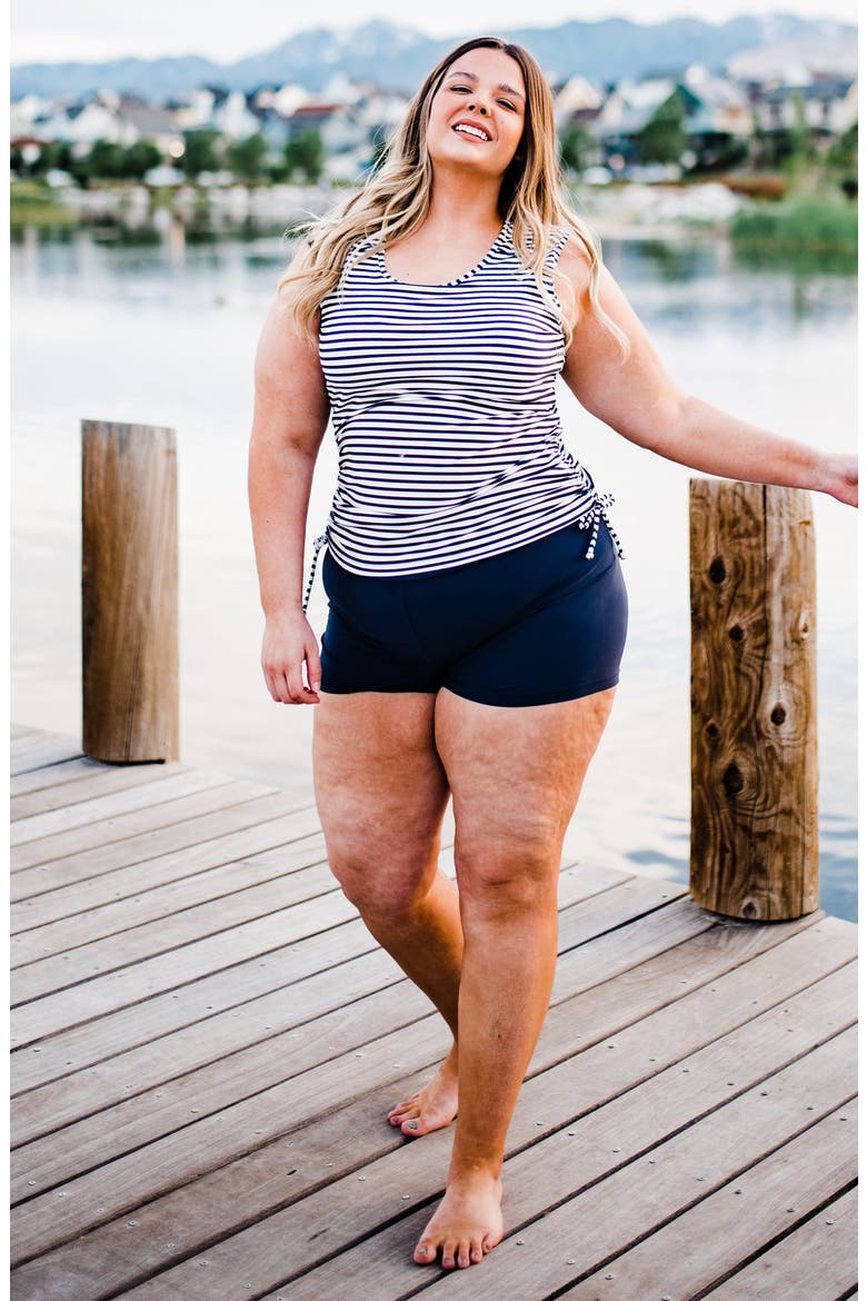 Plus Size Swim Shorts, Alternate, color, Navy