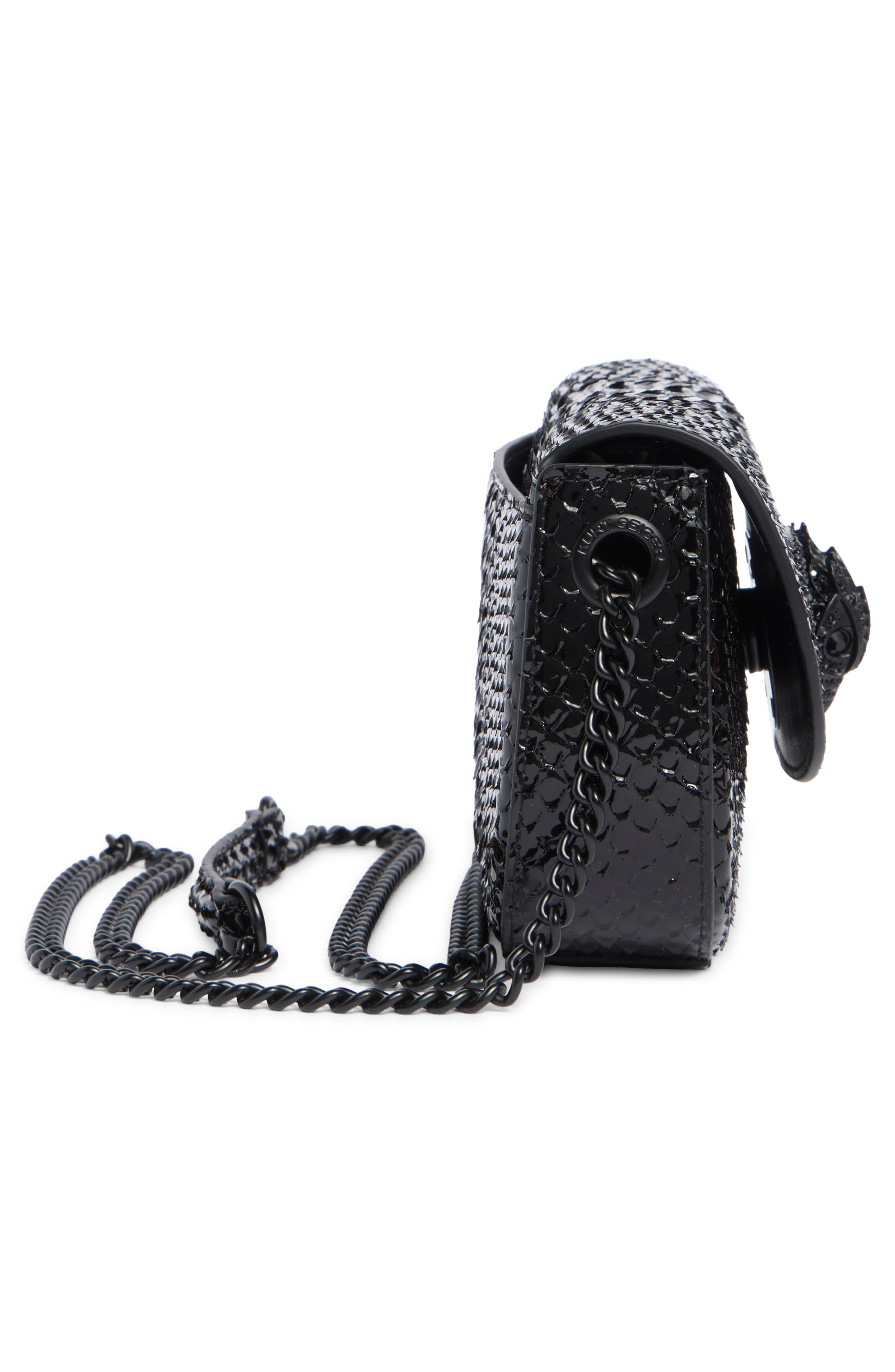 Kurt Geiger London Small Chelsea Croc Embossed Leather Crossbody Bag, Alternate, color, Black