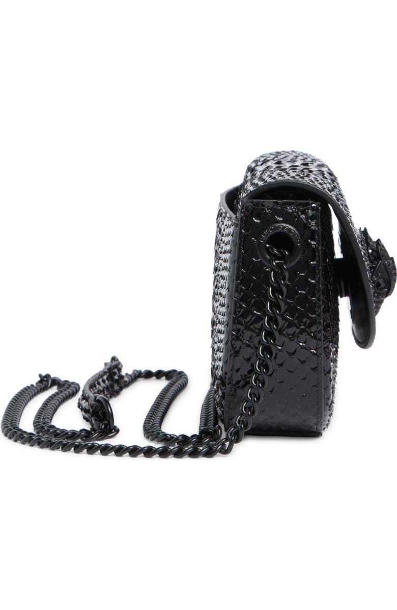Kurt Geiger London Small Chelsea Croc Embossed Leather Crossbody Bag, Alternate, color, Black
