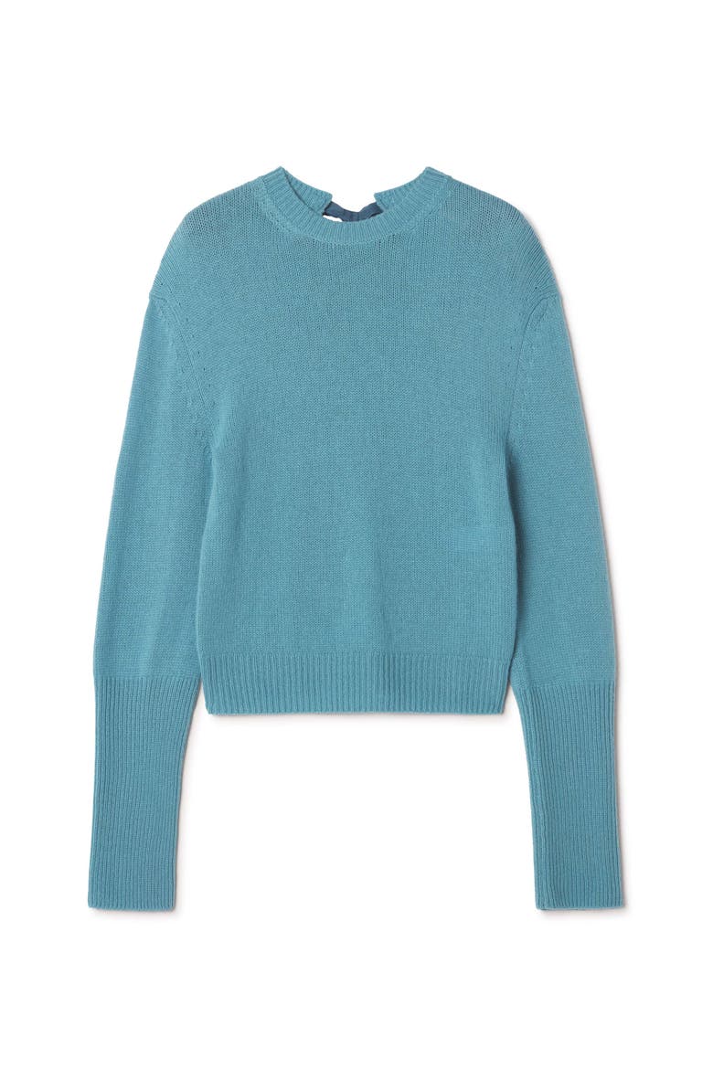 Cashmere Sweater With Grosgrain Detail, Alternate, color, Pale blue