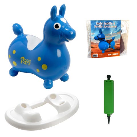 Rody Inflatable Bounce Horse with Rocking Base & Saddle-Bridle Accessory