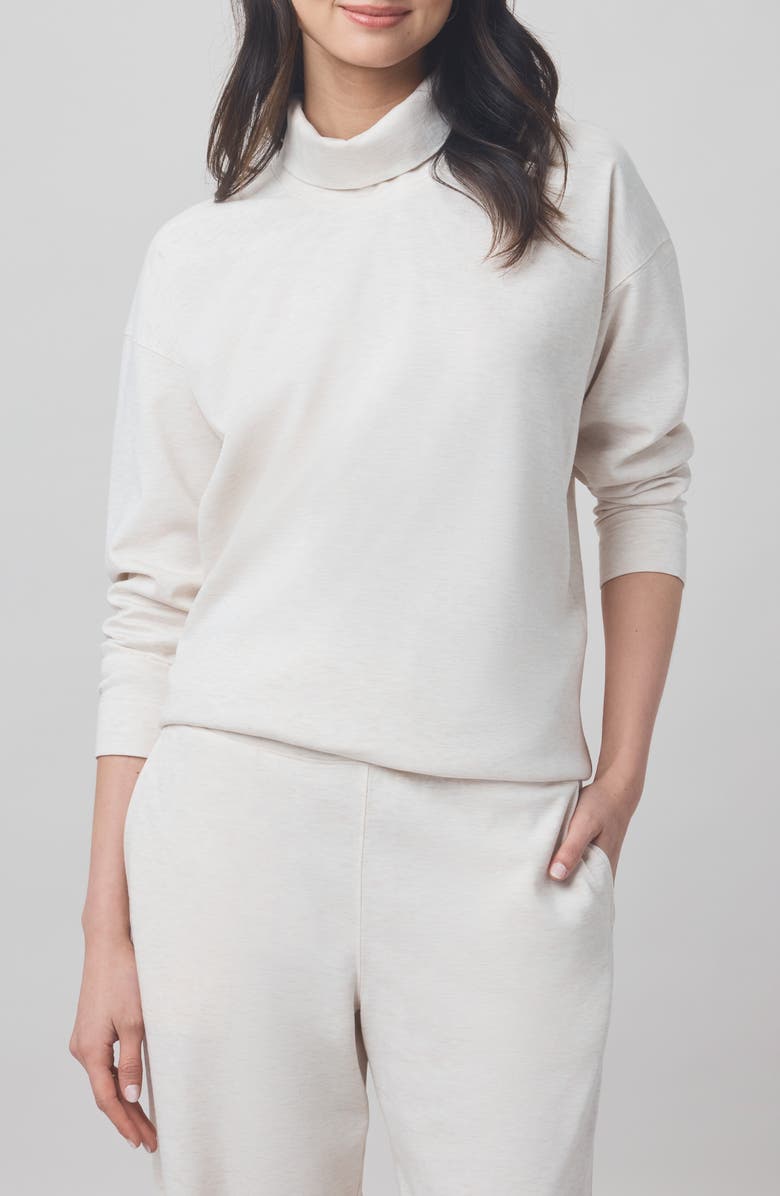Splendid x @cellajaneblog Interlock Turtleneck Sweatshirt, Main, color, Snow Heather