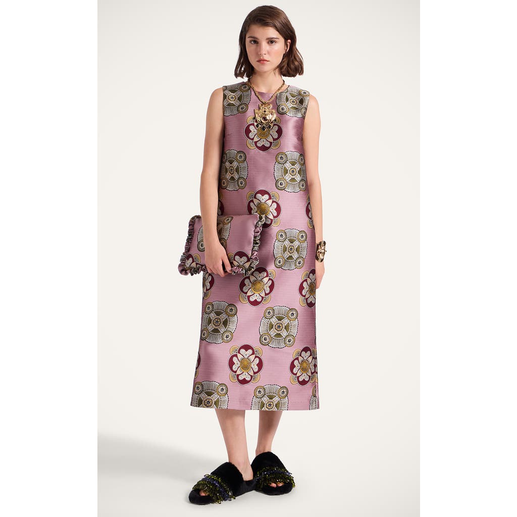 La Doublej Floral-print Sleeveless Midi Dress In Pink