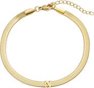 Adornia 18k Gold Plated Initial Herringbone Chain Bracelet