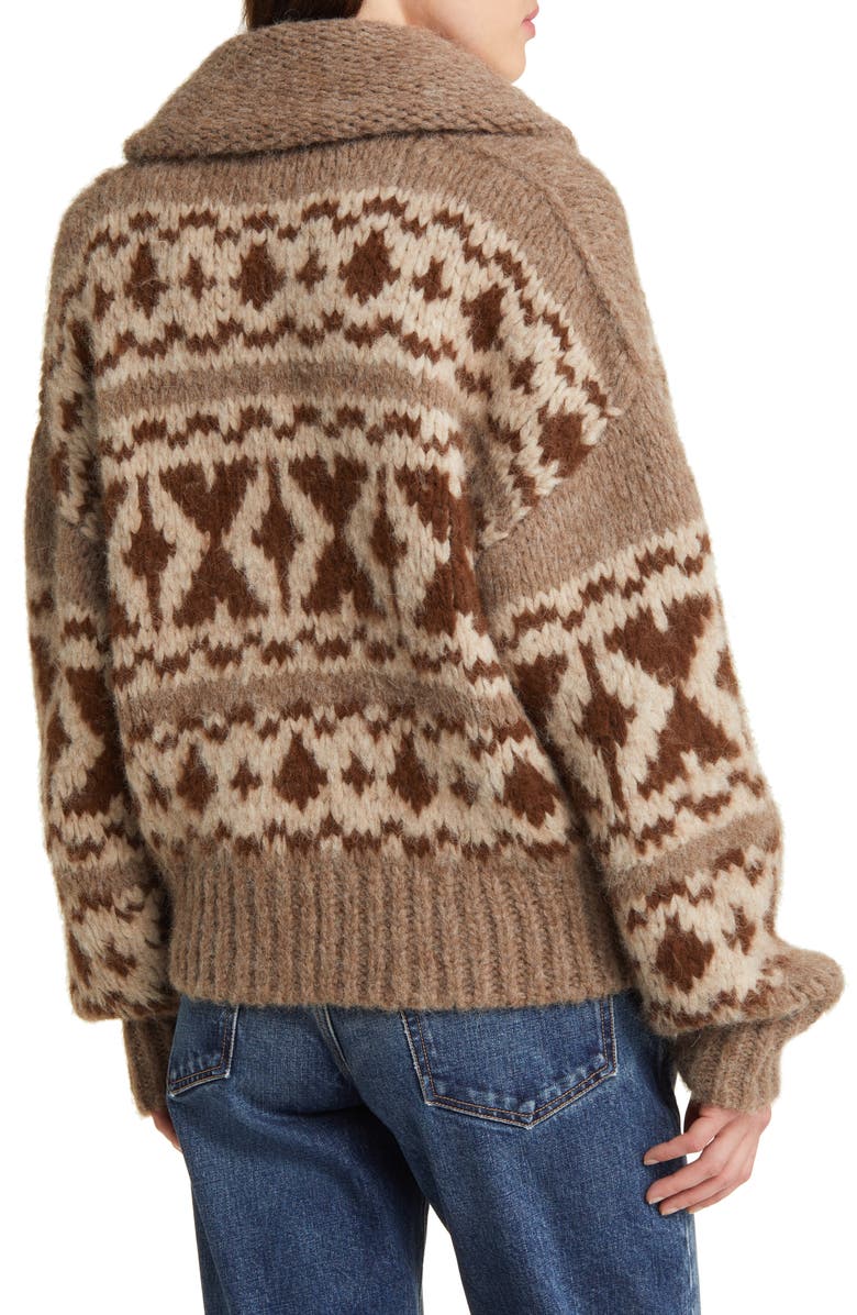 FRAME Zip-Up Fair Isle Sweater, Alternate, color, 