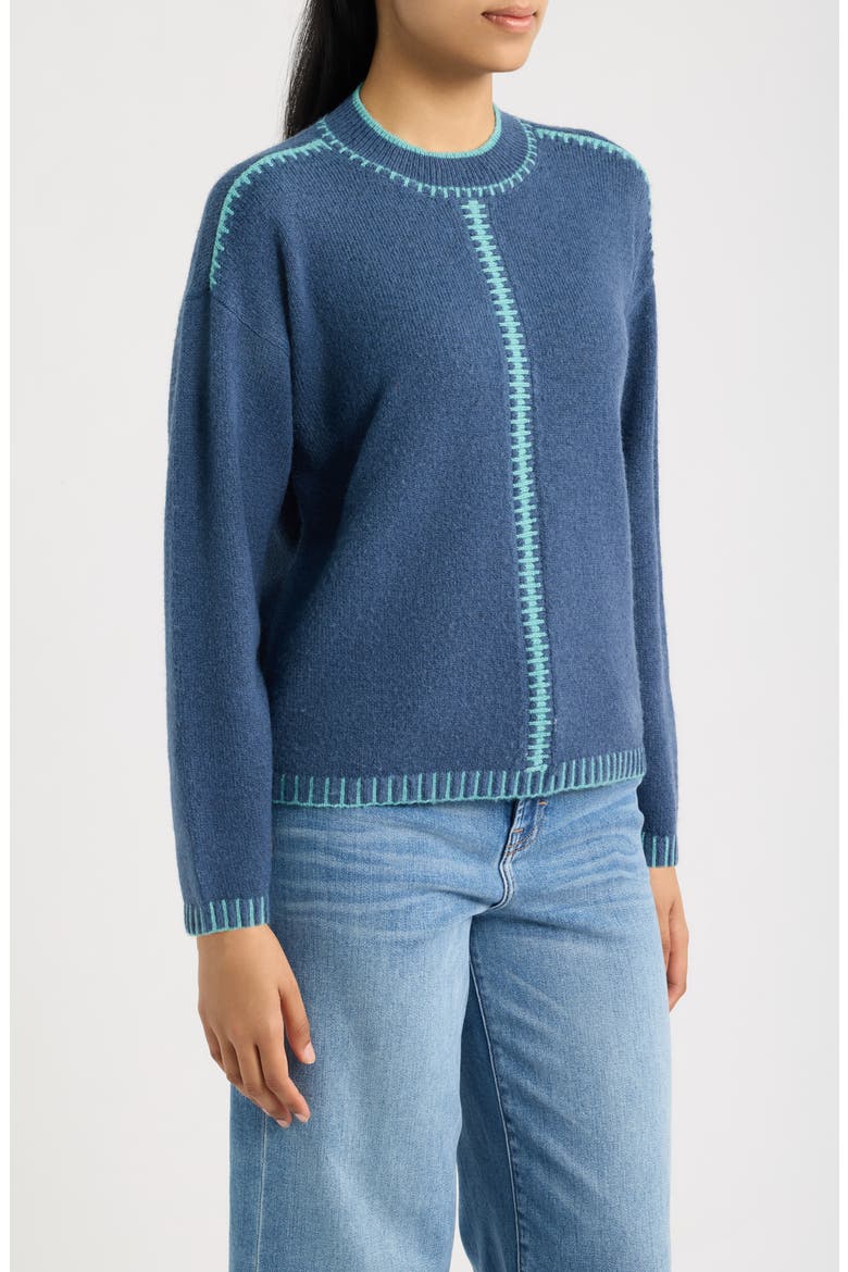 Blanket Stitch Sweater, Alternate, color, CADET BLUE