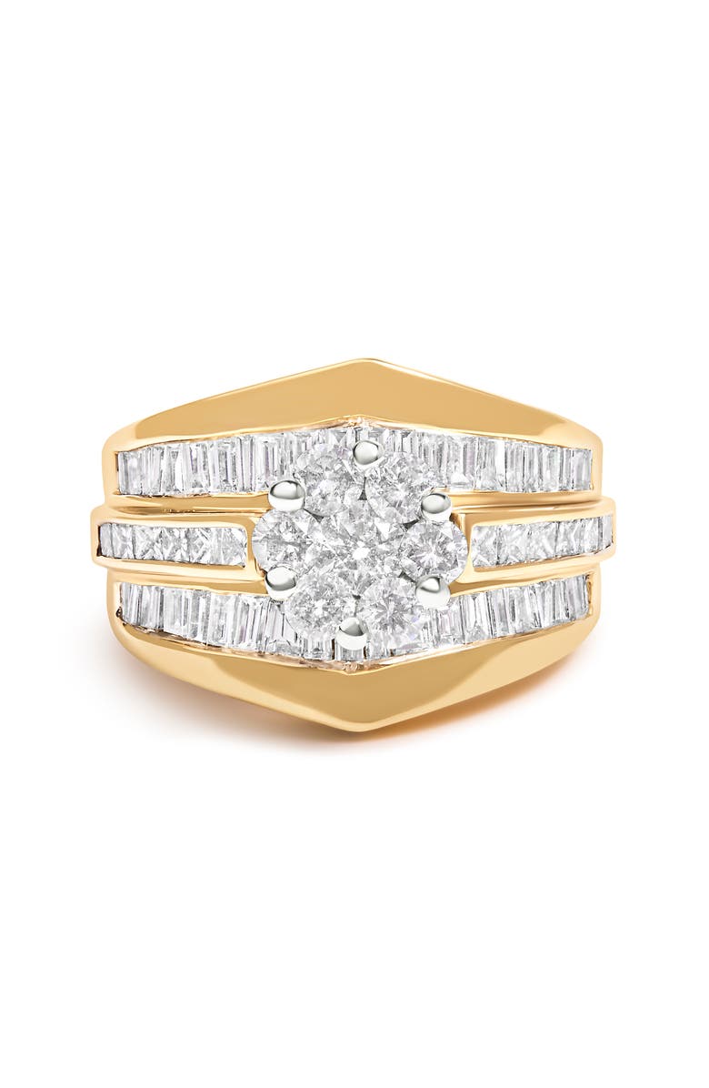 Haus of Brilliance 14K Gold 2-1/3Ctw Diamond Cluster Chevron Shaped Ring & Band Set, Main, color, Yellow Gold