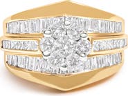 Haus of Brilliance 14K Yellow Gold 2-1/3 Ctw Diamond Cluster Channel Set Chevron Shaped Engagement Ring