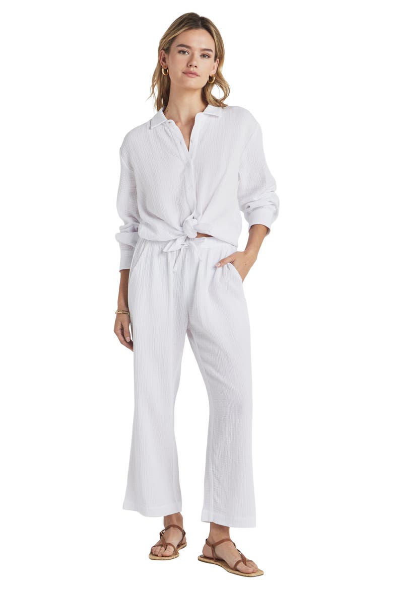 Adele Oversize Cotton Gauze Button-Up Shirt, Alternate, color, WHITE