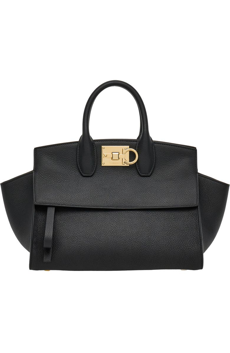 FERRAGAMO The Studio Soft Small Leather Top-Handle Bag, Main, color, Nero