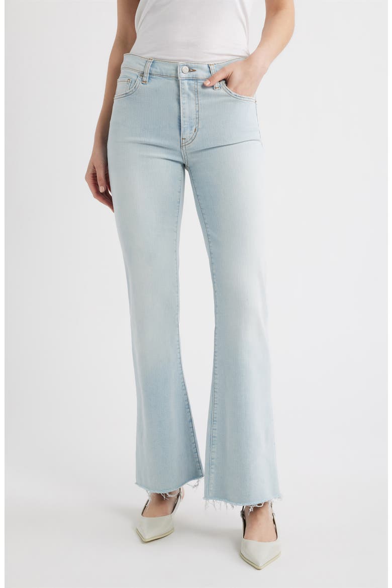 The Icon Raw Hem Flare Jeans, Main, color, PREEN RAW AFTER