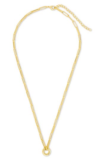 Sterling Forever Campbell Circle Pendant Necklace In Gold