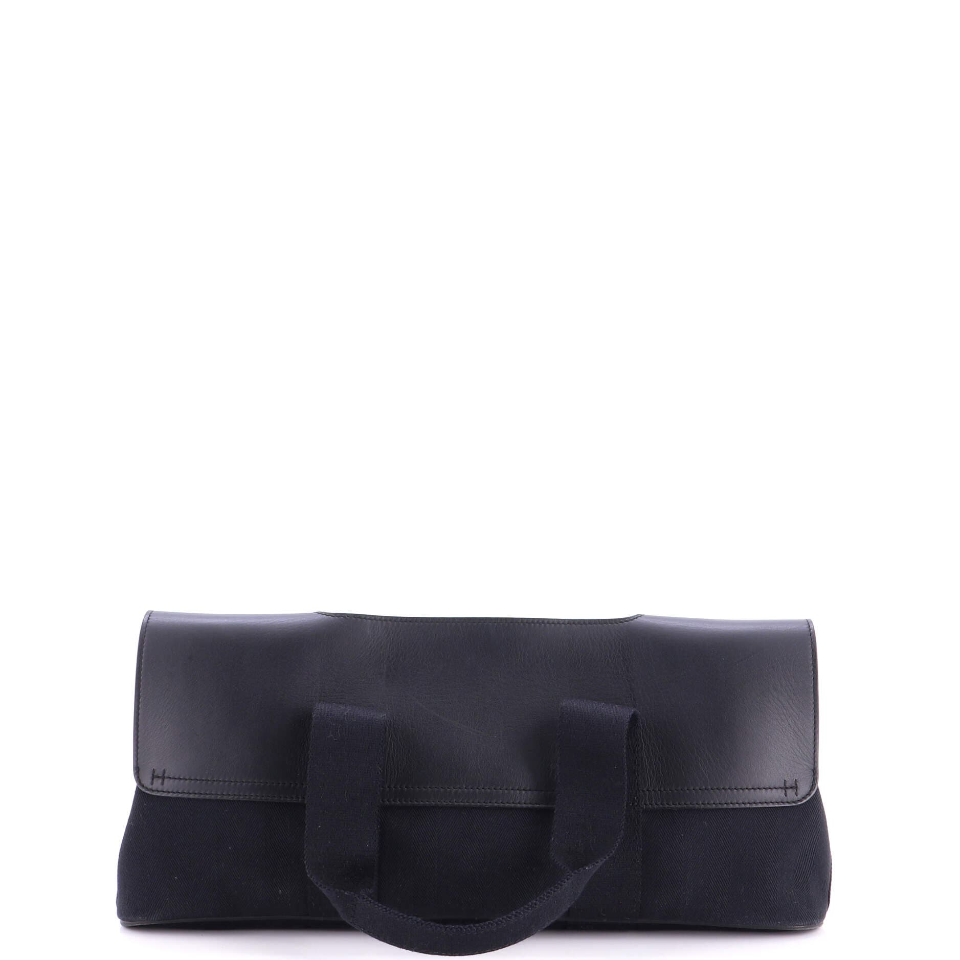 Valparaiso East West Bag Toile and Leather PM, Main, color, Noir