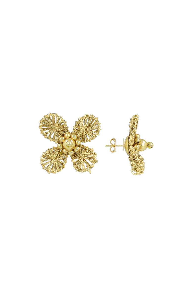 Silk Flower Earrings in Gold, Main, color, Gold