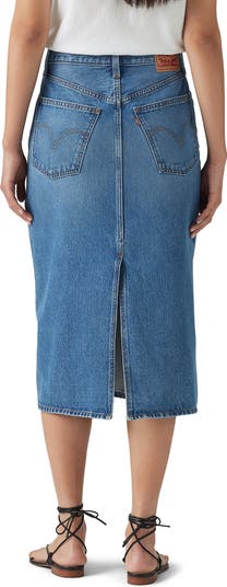 Levi's® High Waist Back Slit Denim Midi Skirt | Nordstromrack