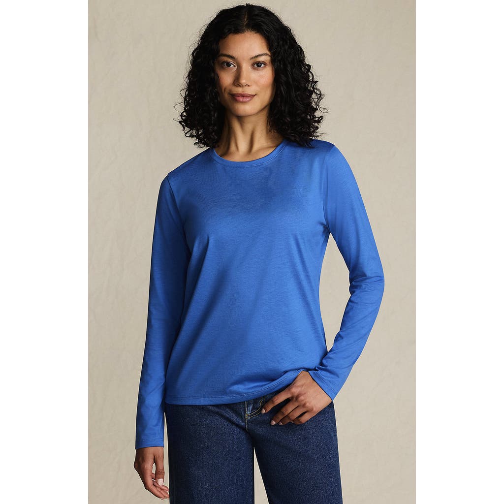 Lands' End Relaxed Supima Cotton Long Sleeve Crew Neck T-shirt In Blue
