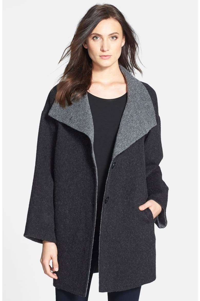 Alpaca Blend Double Face Coat, Main, color, CHARCOAL/ MOON