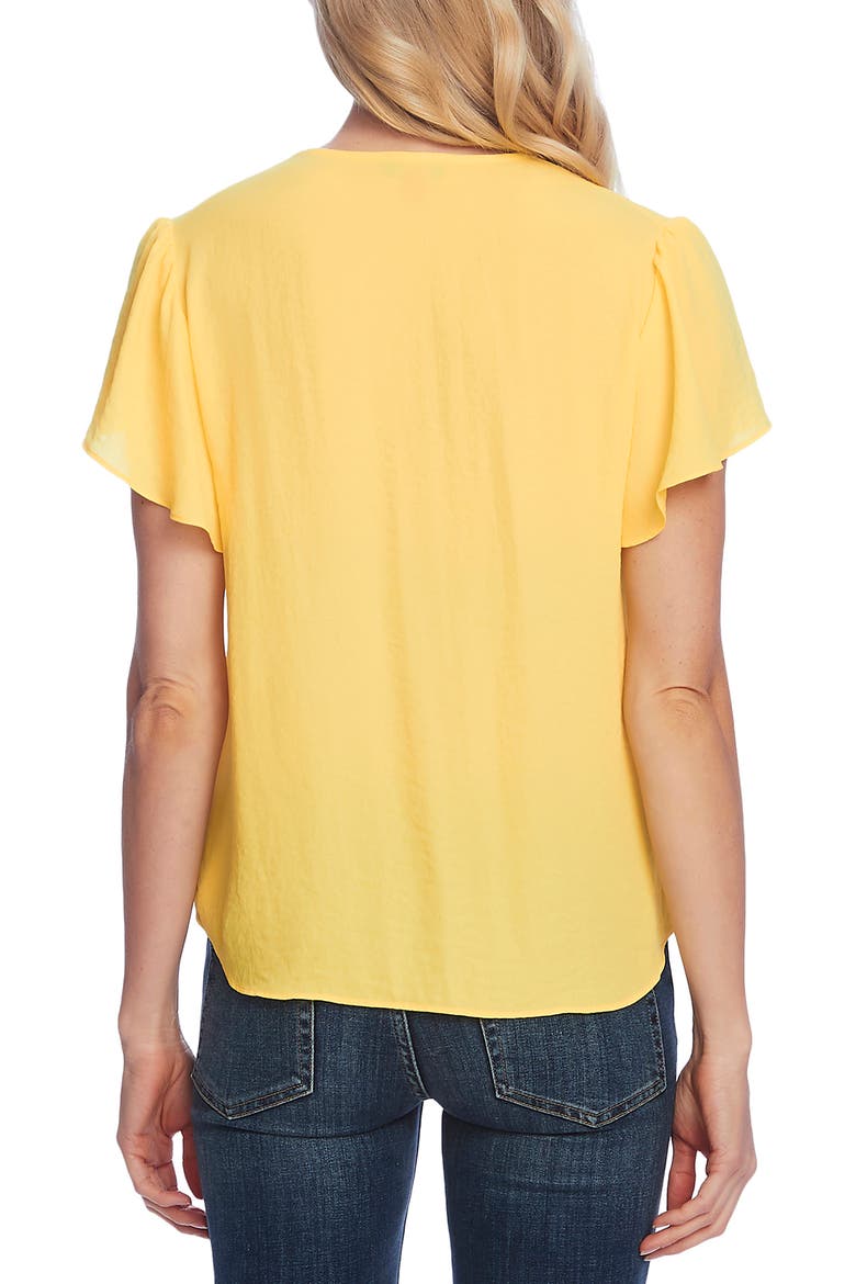 Flutter Sleeve Rumple Satin Blouse, Alternate, color, PRIMROSE YELLOW