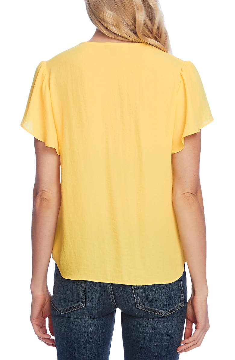 Vince Camuto Flutter Sleeve Rumple Satin Blouse, Alternate, color, 