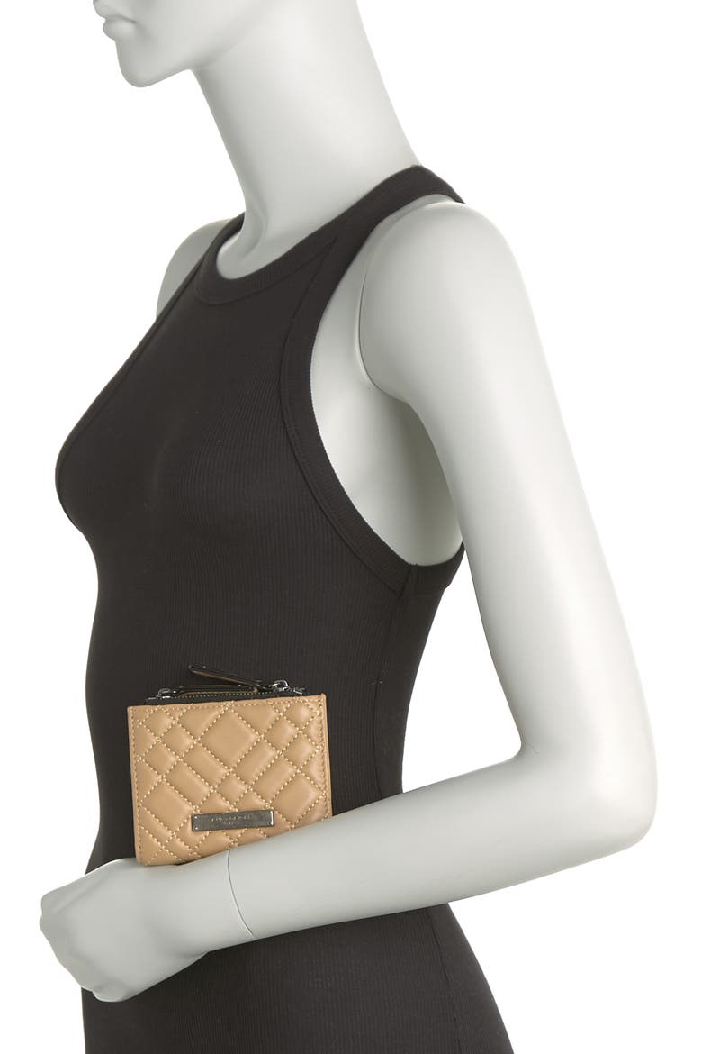 Quilted Leather Coin & Card Case, Alternate, color, LIGHT/ PASTEL BROWN