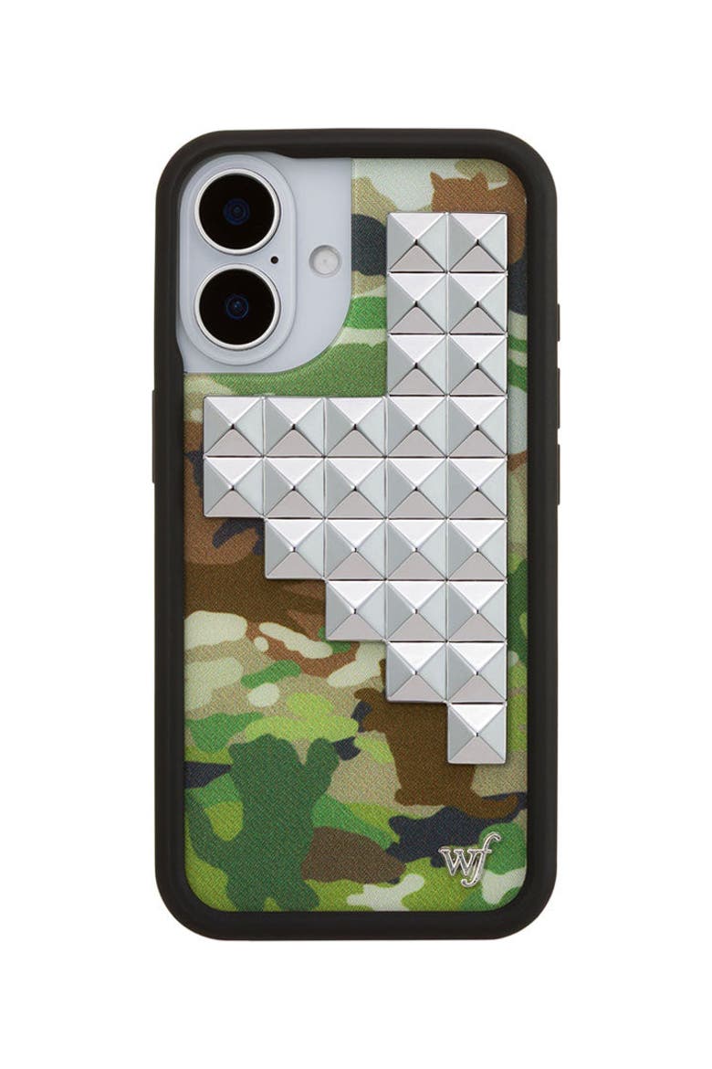 Cat Camo Stud iPhone Case, Alternate, color, Green