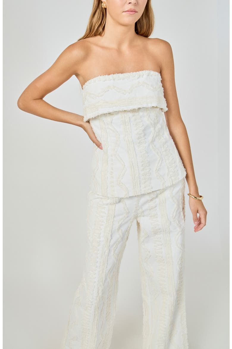 Fringed Strapless Cotton Top, Alternate, color, IVORY