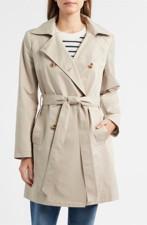 Hooded Belted Double Breasted Trench Coat