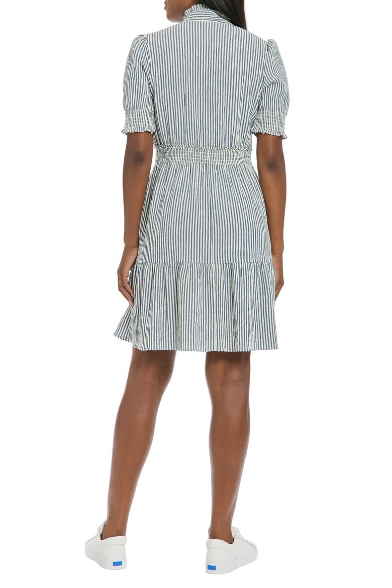 Puff Sleeve Smocked Dress, Alternate, color, CREAM/ NAVY