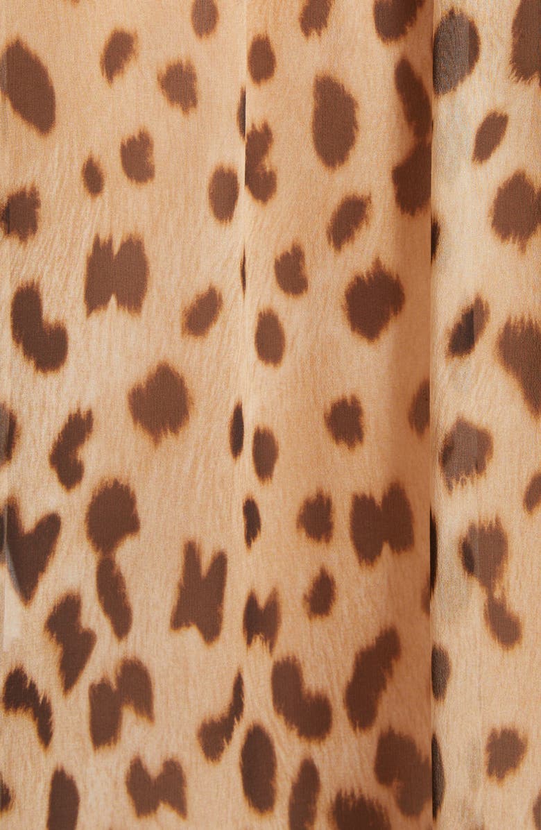 Etro Cheetah Print Tie Neck Silk Chiffon Blouse, Alternate, color, 