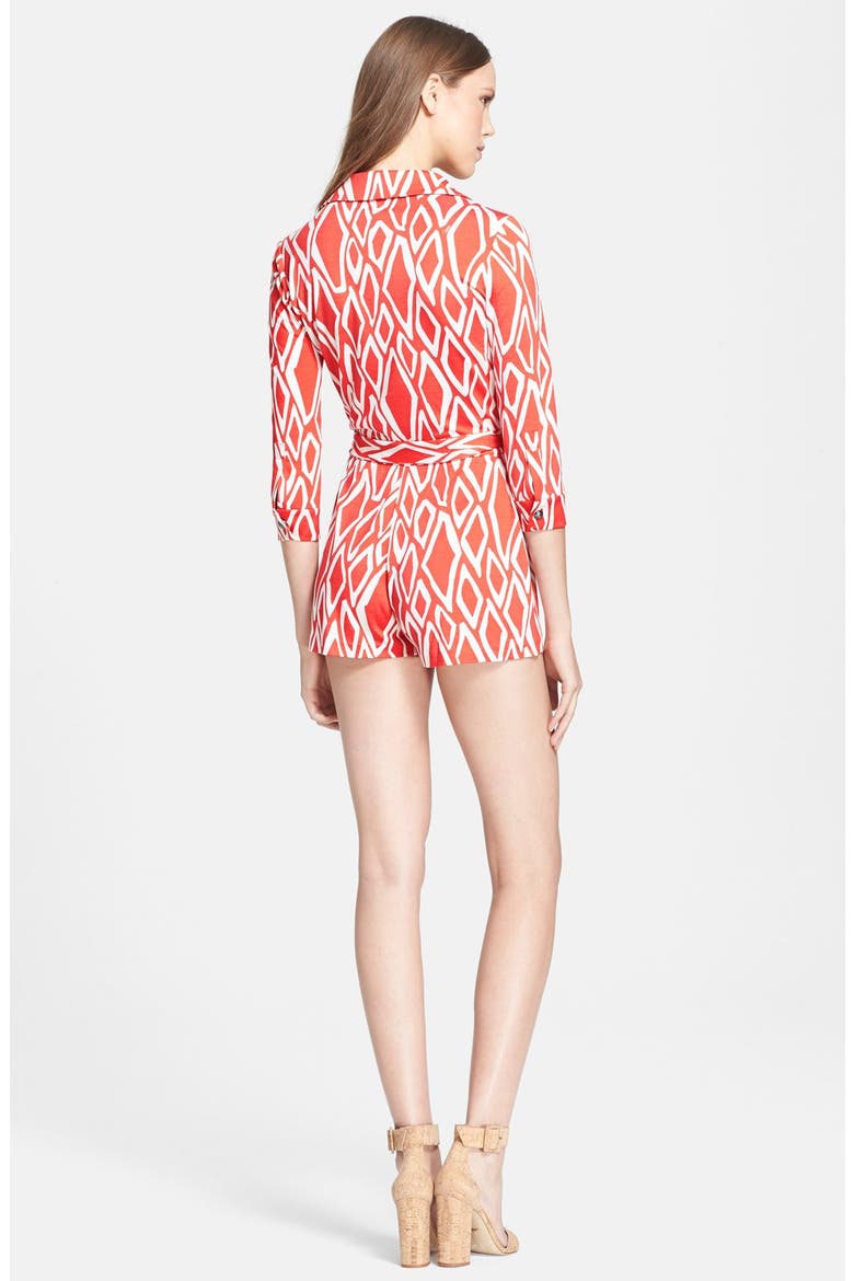 'Celeste' Silk Jersey Romper, Alternate, color, IKAT STAMP CORAL