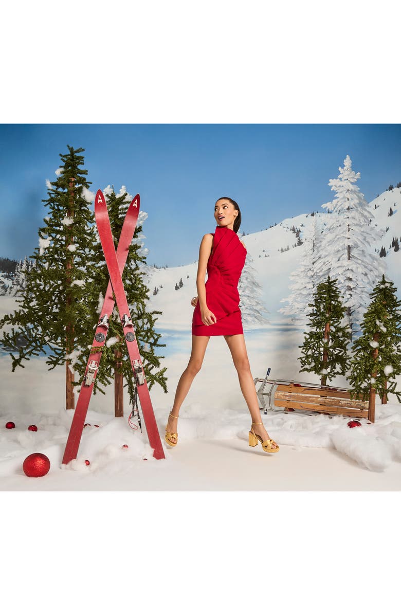 Jewel Badgley Mischka Fan One-Shoulder Minidress, Alternate, color, Red