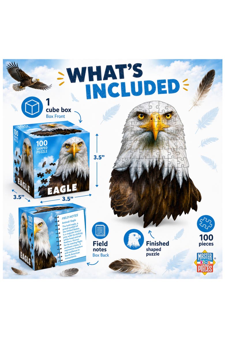 Eagle 100 Piece Shaped Jigsaw Puzzle, Alternate, color, Multicolor