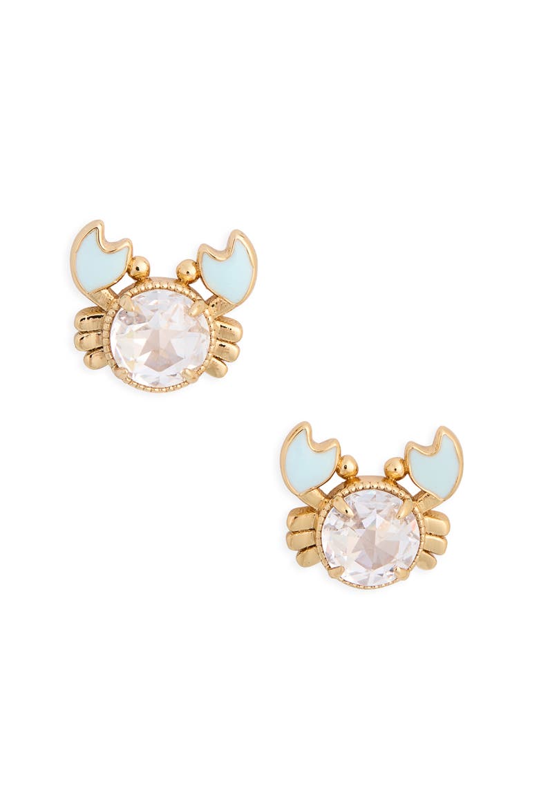 crab stud earrings, Alternate, color, BLUE / GOLD