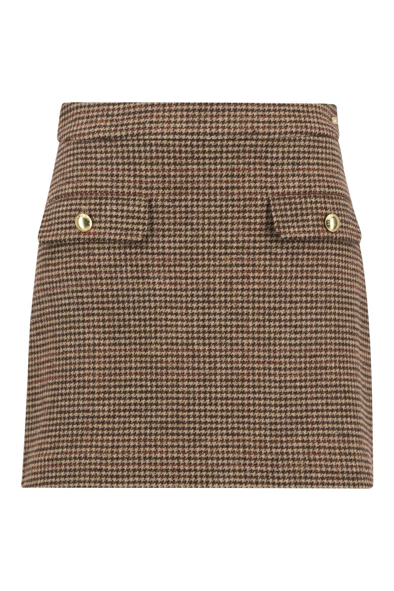 Sophia Houndstooth Check Merino Wool Miniskirt, Alternate, color, MULTI CHECK