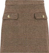 Barbour Sophia Houndstooth Check Merino Wool Miniskirt