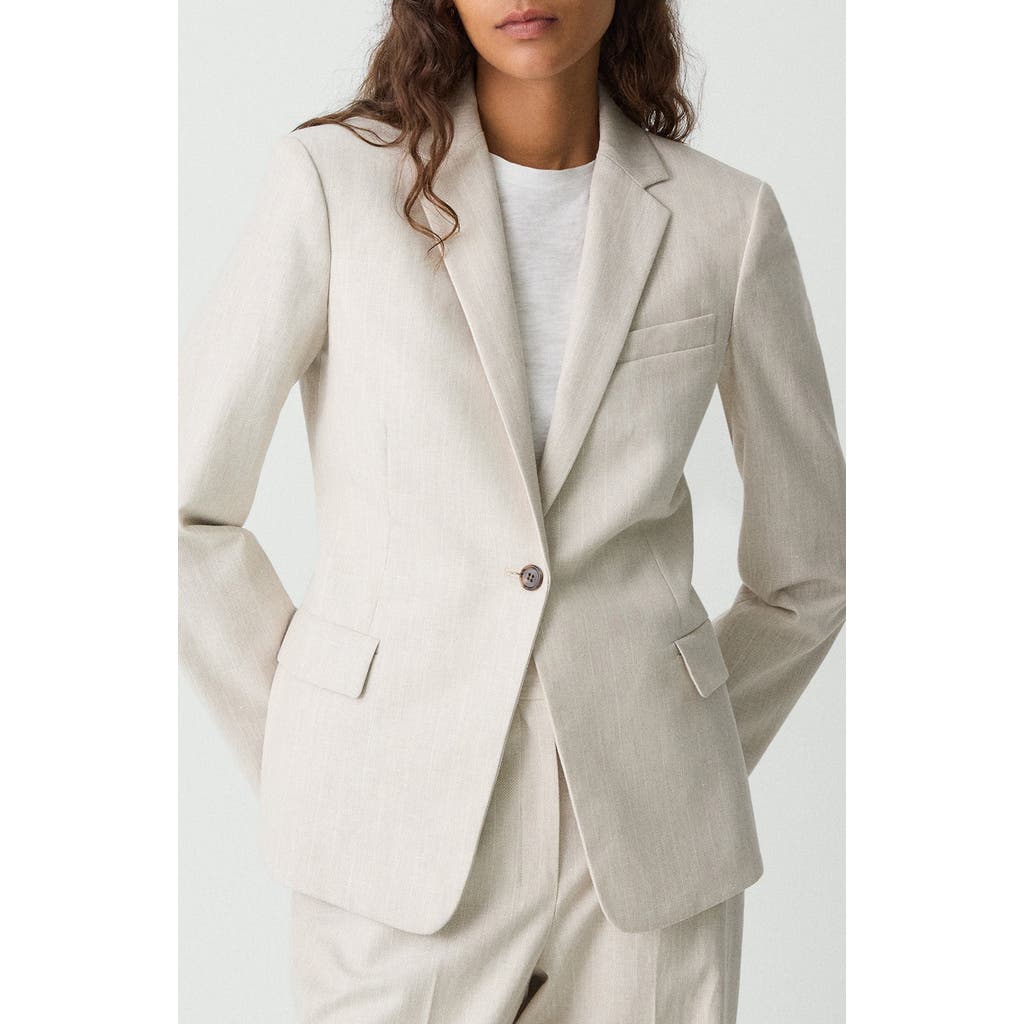 Theory Slim Blazer In Striped Canvas In White