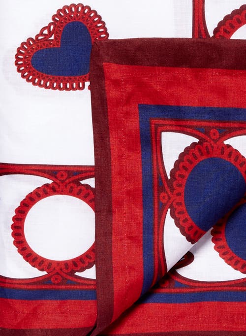 La Doublej Large Printed Linen Tablecloth In Parnaveg Cuore Multicolor
